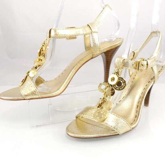 NIB$198 COACH Lucile Shiny Leather T-Strap Lucky Charm Sandals Heels 8 - Picture 12 of 14